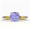 Image 1 : 2 ctw Cushion Cut Tanzanite Designer Engagment Ring 18k Yellow Gold - REF-54F3M