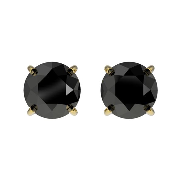 1 ctw Fancy Black Diamond Solitaire Stud Earrings 10k Yellow Gold - REF-20A6N