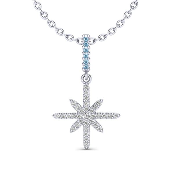 0.38 ctw Micro Pave Blue & White VS/SI Diamond NECKALCE 18k White Gold - REF-35R2K