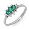 Image 1 : 0.37 ctw Emerald & Diamond Ring 14k White Gold - REF-12K8Y
