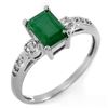 Image 1 : 1.45 ctw Emerald & Diamond Ring 18k White Gold - REF-31H4R