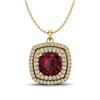 Image 1 : 2.27 ctw Garnet & Micro Pave VS/SI Diamond Necklace 18k Yellow Gold - REF-49K2Y
