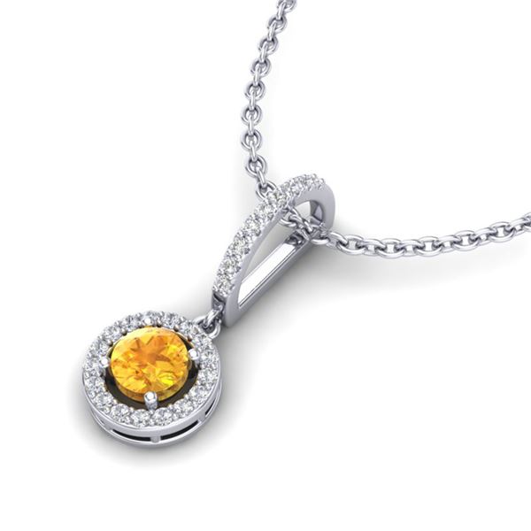 1 ctw Citrine & Micro VS/SI Diamond Certified Necklace 18k White Gold - REF-34F9M