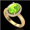 Image 2 : 2.50 ctw Peridot & Micro Pave VS/SI Diamond Ring 18k Yellow Gold - REF-42M4G