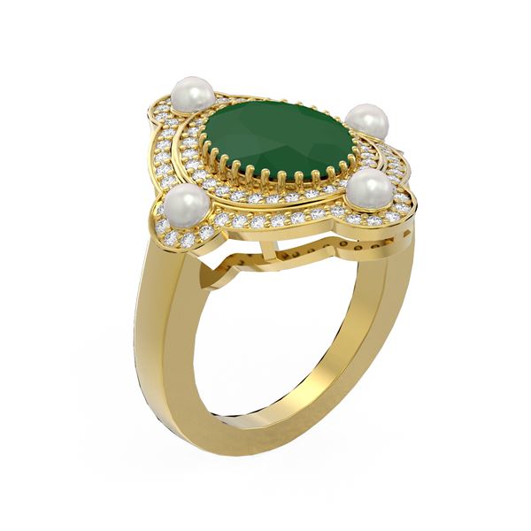 4.78 ctw Emerald & Diamond Ring 18K Yellow Gold - REF-161Y8X