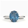 Image 1 : 3.50 ctw London Blue Topaz Designer Solitaire Ring 18k White Gold - REF-27N2F