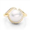 Image 1 : 0.27 ctw VS/SI Diamond & Pearl Designer Ring 18k Yellow Gold - REF-39W3H