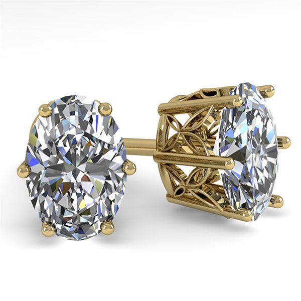 1.0 ctw VS/SI Oval Diamond Stud Earrings 18k Yellow Gold - REF-147R2K