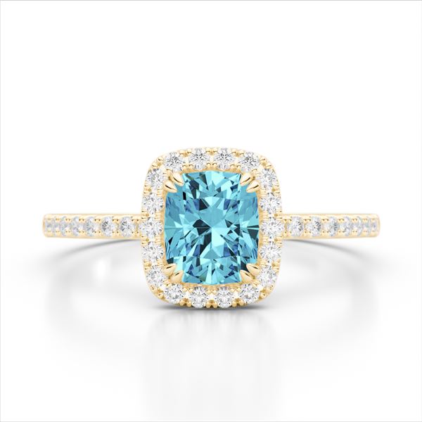 1.25 ctw Sky Blue Topaz & Micro Pave VS/SI Diamond Ring 10k Yellow Gold - REF-25W9H