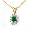 Image 1 : 0.51 ctw Emerald & Diamond Pendant 10k Yellow Gold - REF-10N2F