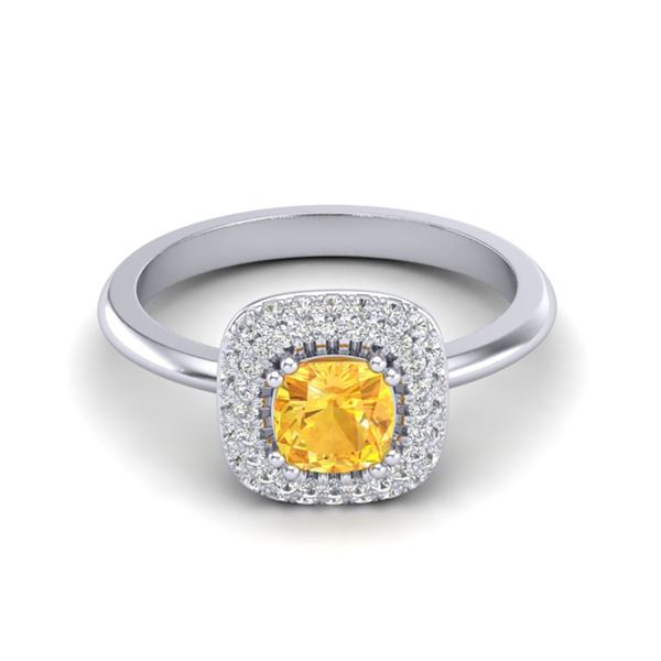 1.16 ctw Citrine & Micro VS/SI Diamond Ring Halo 18k White Gold - REF-53K5Y