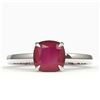 Image 1 : 2 ctw Cushion Cut Ruby Designer Engagment Ring 18k White Gold - REF-28M2G