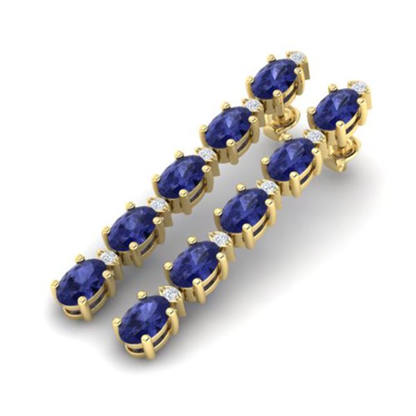 10.36 ctw Tanzanite & VS/SI Certified Diamond Earrings 10k Yellow Gold - REF-102F2M