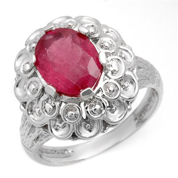 2.25 ctw Ruby Ring 10k White Gold - REF-22W4H