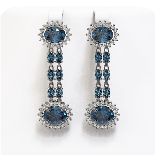 12.82 ctw London Topaz & Diamond Earrings 14K White Gold - REF-180H2R