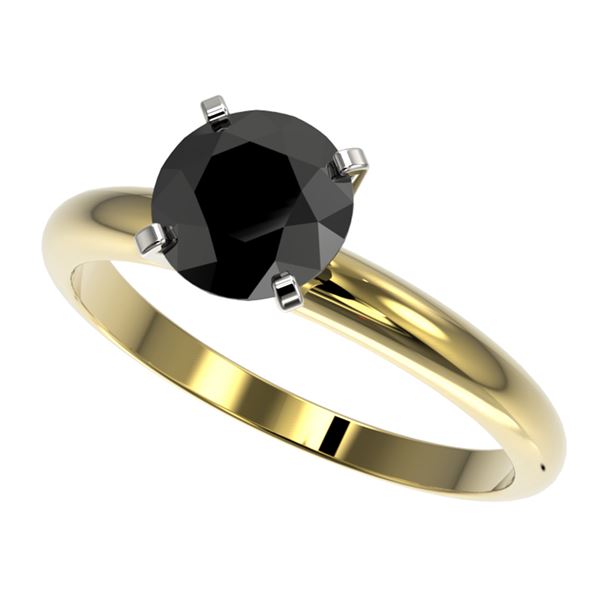 1.50 ctw Fancy Black Diamond Solitaire Engagment Ring 10k Yellow Gold - REF-39M3G