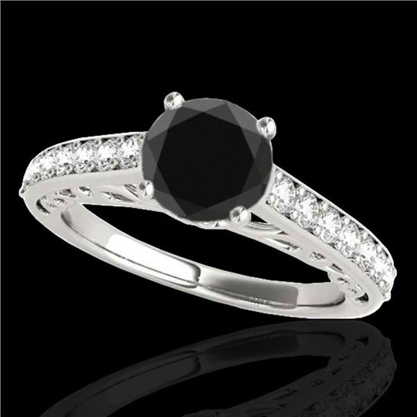 1.65 ctw Certified VS Black Diamond Solitaire Ring 10k White Gold - REF-47A5N