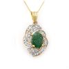 Image 1 : 3.17 ctw Emerald & Diamond Pendant 14k Yellow Gold - REF-81A8N