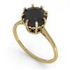 Image 2 : 2.0 ctw Black Diamond Solitaire Vintage Ring 14k Yellow Gold - REF-50X4A
