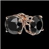 Image 3 : 2.09 ctw Fancy Black Diamond Solitaire Stud Earrings 10k Rose Gold - REF-35K6Y