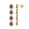 Image 2 : 10.2 ctw Ruby & Diamond Micro Pave Halo Earrings 10k Yellow Gold - REF-155X5A