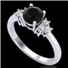 Image 1 : 1 ctw Fancy Black Diamond Engagment Ring 18k White Gold - REF-49Y3X