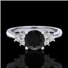 Image 2 : 1 ctw Fancy Black Diamond Engagment Ring 18k White Gold - REF-49Y3X