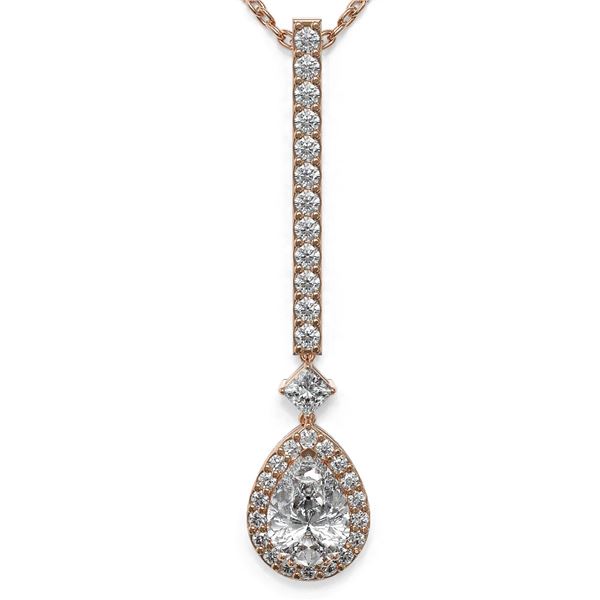 1.3 ctw Pear Cut Diamond Designer Necklace 18K Rose Gold - REF-157W2H