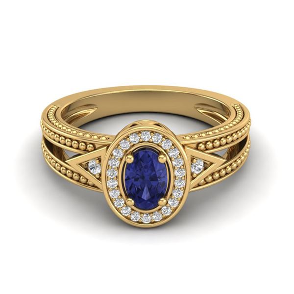 0.58 ctw Tanzanite & VS/SI Diamond Designer Halo Ring 10k Yellow Gold - REF-23Y2X