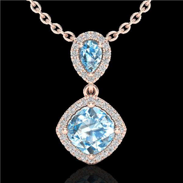 3.50 ctw Sky Blue Topaz & Micro VS/SI Diamond Necklace 10k Rose Gold - REF-33K8Y