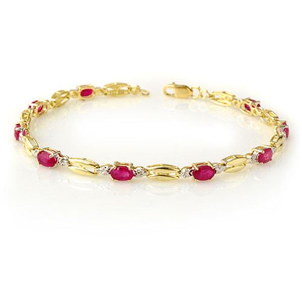 3.25 ctw Ruby Bracelet 10k Yellow Gold - REF-34K3Y