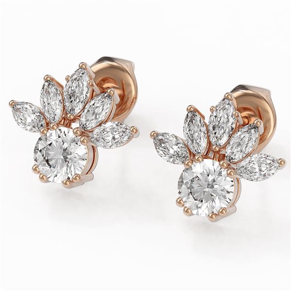 1.75 ctw Diamond Designer Earrings 18K Rose Gold - REF-168G8W