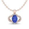 Image 1 : 1.75 ctw Tanzanite & Micro Pave VS/SI Diamond Necklace 10k Rose Gold - REF-39G5W