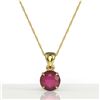 Image 2 : 2 ctw Ruby Designer Solitaire Necklace 18k Yellow Gold - REF-34M3G