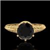 Image 2 : 1 ctw Fancy Black Diamond Engagment Art Deco Ring 18k Yellow Gold - REF-40N9F