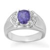 Image 1 : 2.65 ctw Tanzanite & Diamond Men's Ring 10k White Gold - REF-54M5G