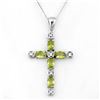 Image 1 : 2.15 ctw Peridot & Diamond Necklace 10k White Gold - REF-25W2H