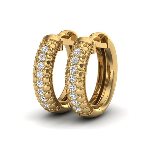 0.15 ctw Micro Pave Hoop VS/SI Diamond Certified Earrings 10k Yellow Gold - REF-19Y5X