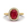 Image 1 : 2 ctw Ruby & Micro Pave VS/SI Diamond Ring Halo 18k Yellow Gold - REF-40H9R