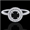 Image 1 : 1 ctw Micro Pave VS/SI Diamond Solitaire Ring Halo 18k White Gold - REF-54W8H