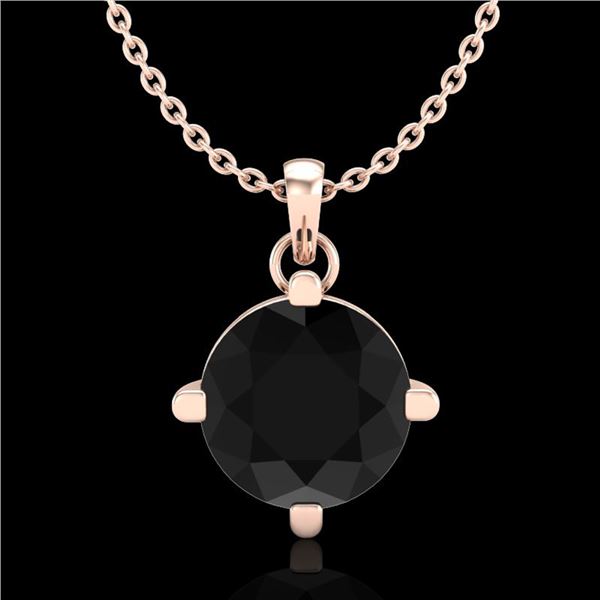 1 ctw Fancy Black Diamond Art Deco Stud Necklace 18k Rose Gold - REF-37R3K