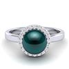 Image 1 : 0.25 ctw Micro Pave VS/SI Diamond & Peacock Pearl Ring 18k White Gold - REF-41Y6X
