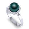 Image 2 : 0.25 ctw Micro Pave VS/SI Diamond & Peacock Pearl Ring 18k White Gold - REF-41Y6X