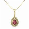 Image 2 : 4.97 ctw Certified Ruby & Diamond Victorian Necklace 14K Yellow Gold - REF-160F2M