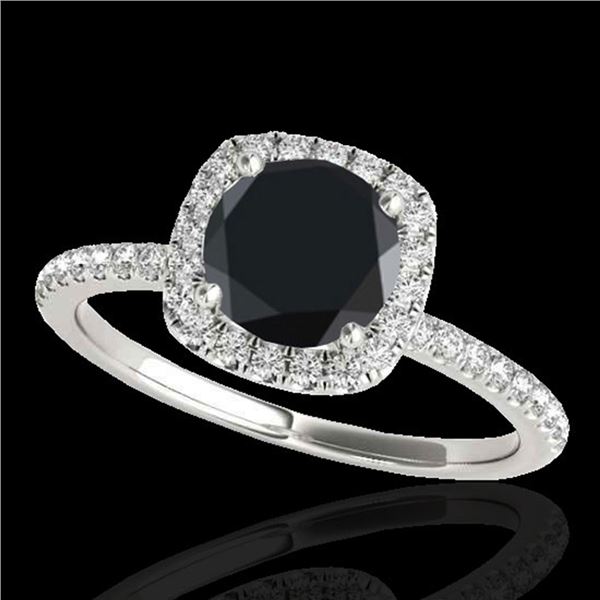 1.5 ctw Certified VS Black Diamond Solitaire Halo Ring 10k White Gold - REF-45H3R