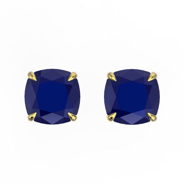 4 ctw Cushion Cut Sapphire Designer Stud Earrings 18k Yellow Gold - REF-30F2M