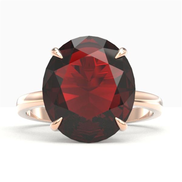 9 ctw Garnet Designer Solitaire Engagment Ring 14k Rose Gold - REF-38N3F