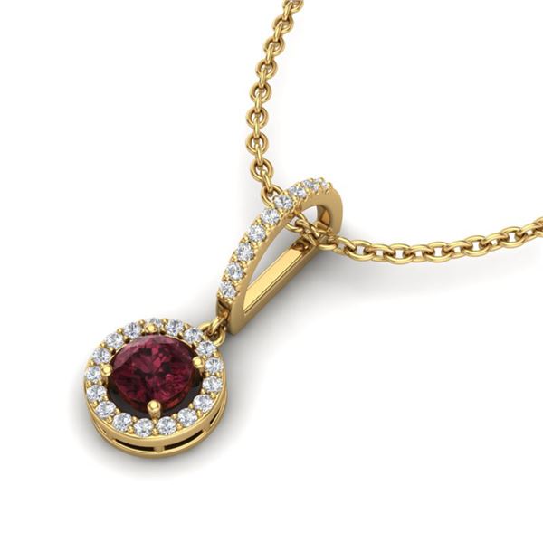 1 ctw Garnet & Micro VS/SI Diamond Certified Necklace 18k Yellow Gold - REF-35F2M