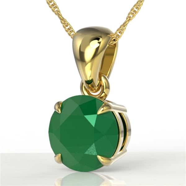 2 ctw Emerald Designer Solitaire Necklace 18k Yellow Gold - REF-34R3K