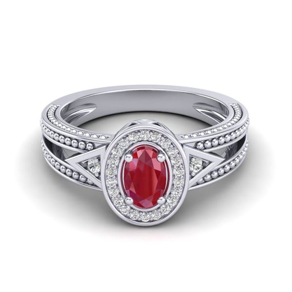 0.83 ctw Ruby & VS/SI Diamond Designer Halo Fashion Ring 10k White Gold - REF-21X8A